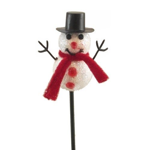 3 x Christmas Snowman Pick, Snowman on Stick 20 cm Crafts Christmas Decoration for Arrangements, Flower Bouquets / Arrangements - Floralific