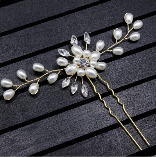 Bridal Hair Pin | Crystal Hair Pin | Swarovski Pearl Hair store Pin | Hair Accessory | Wedding Hair Pins | Hair Jewellery | Prom Hair Pin