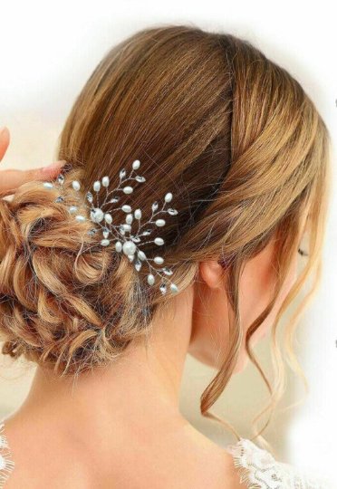 3pc Bridal Hair Jewellery Wedding Hair Accessories Silver Hair Vine Hair Pins with Crystal and Pearl - Floralific