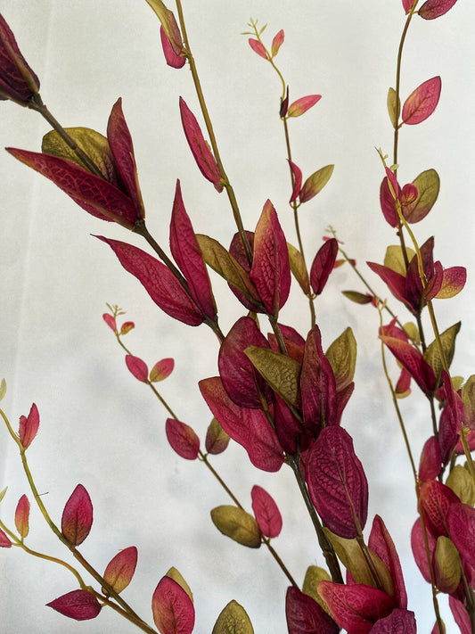 Artificial Red Foliage, Burgundy Foliage 114cm, Faux Red Leaves, Lonicera Autumn Foliage, Red Flowers, Silk Wedding Flowers, Home Decor - Floralific