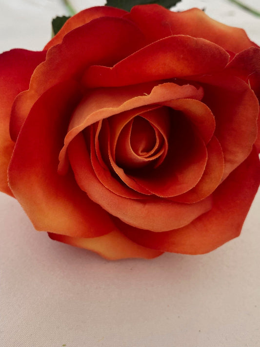 Artificial Roses, Real Look Orange & Red Roses, Artificial Orange Flowers, Wedding Flowers, Flowers Gift for Her, Home Decor, Faux Roses - Floralific