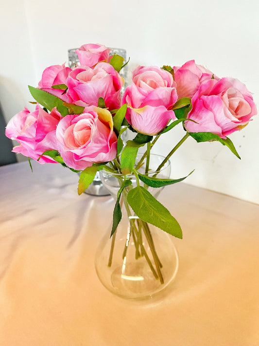 Artificial Small Rose Bouquet, Artificial Roses for Flower Arranging, Pink Roses, Pink Artificial Flowers, Pink Bouquet, Faux Roses Flowers - Floralific