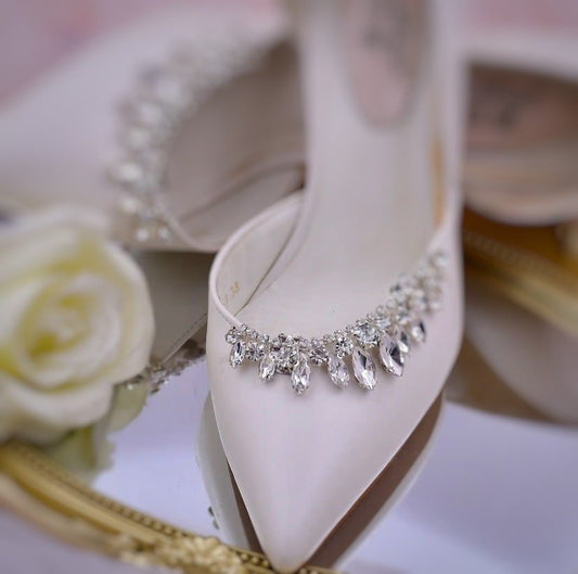 Stylish Crystal Diamante Wedding Shoe Clips, Bridal Shoe Clip, Shoe Decoration, Wedding Shoe Jewellery, Wedding Accessories X39S - Floralific